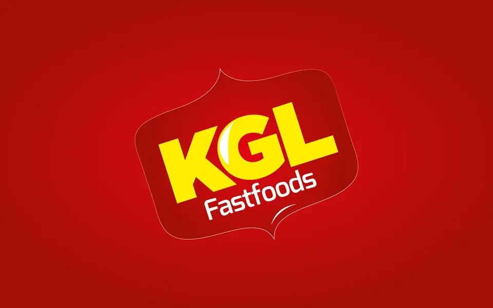 KGL Fastfoods logo on red
